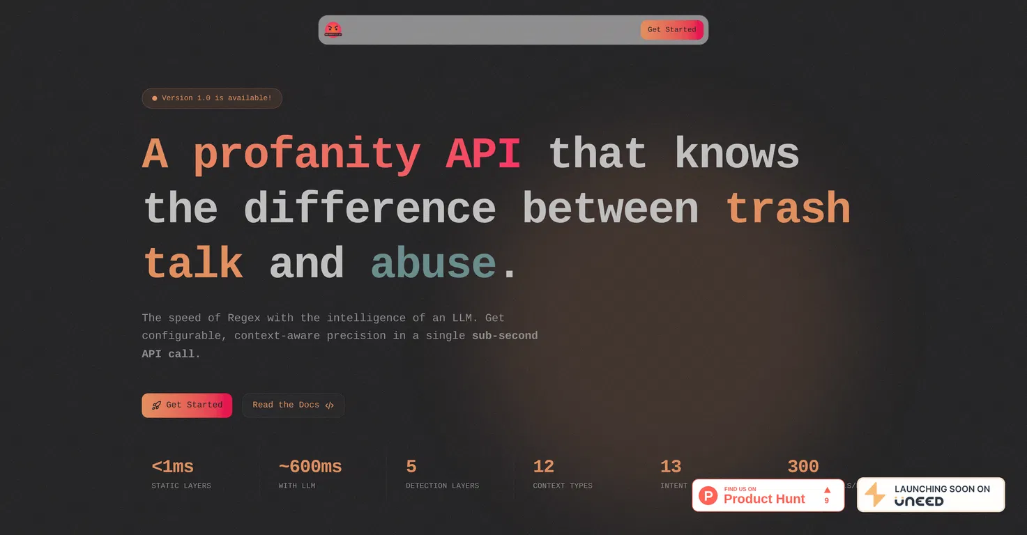 The Profanity API screenshot