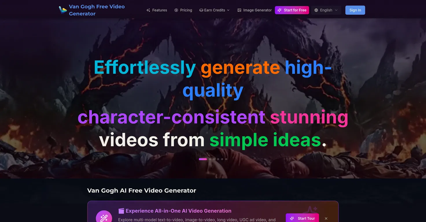 Van Gogh AI Video Generator screenshot