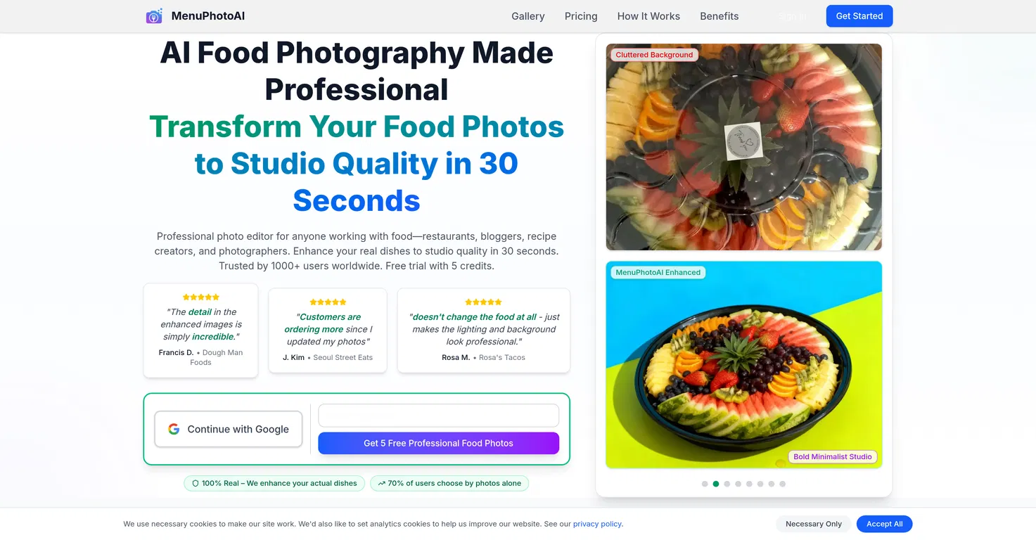 MenuPhotoAI screenshot