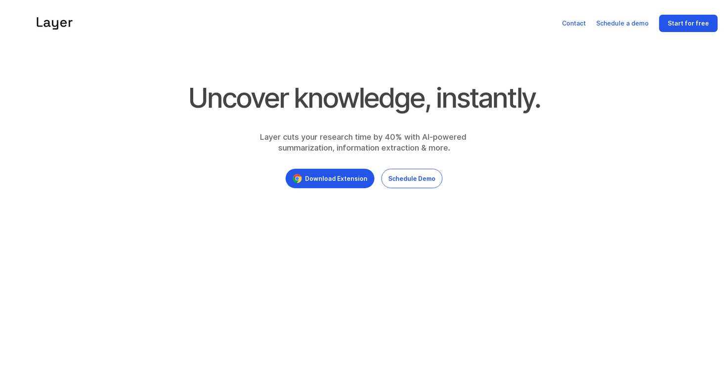 Layer | AI research assistant screenshot