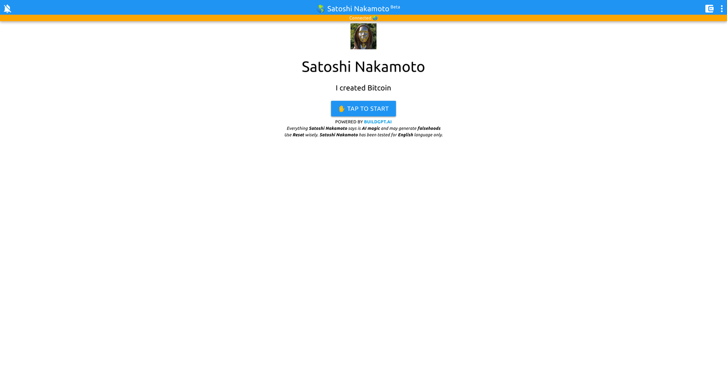 Satoshi Nakamoto Chatbot screenshot