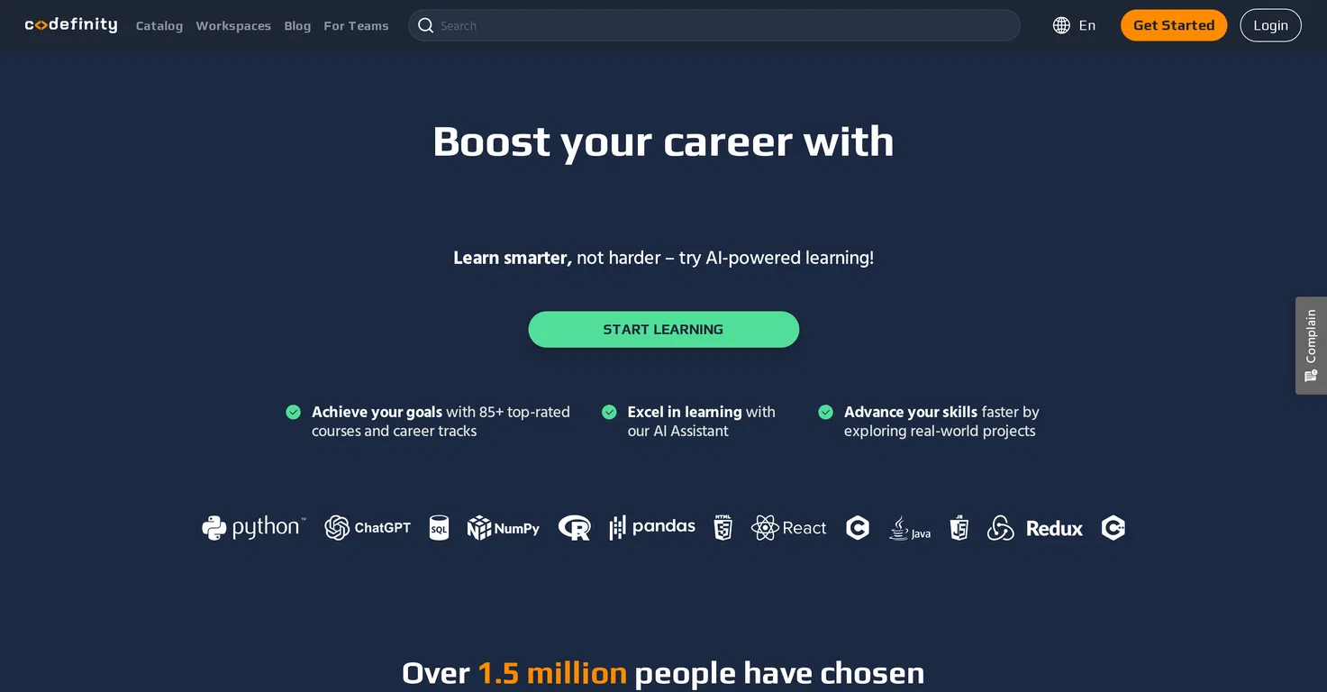 Codefinity screenshot