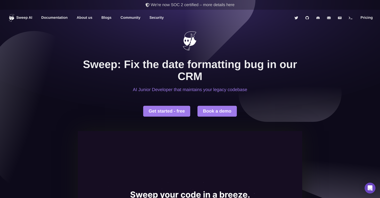 Sweep.dev screenshot