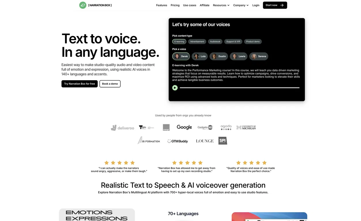 Narration Box screenshot