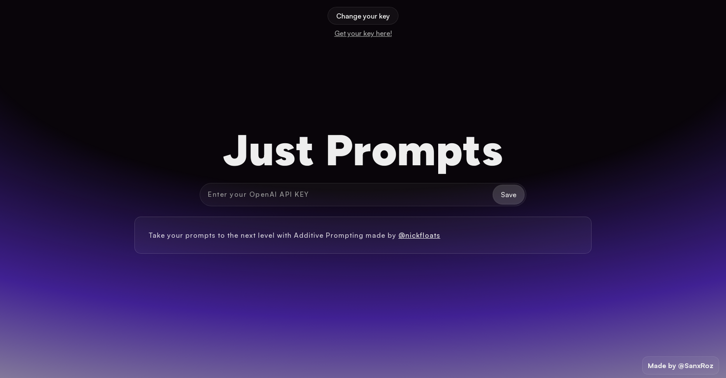 Just Prompts screenshot