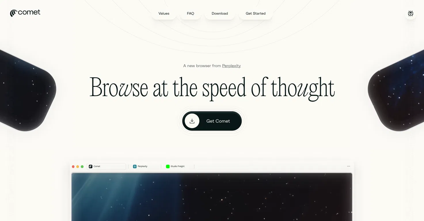 Perplexity Comet screenshot