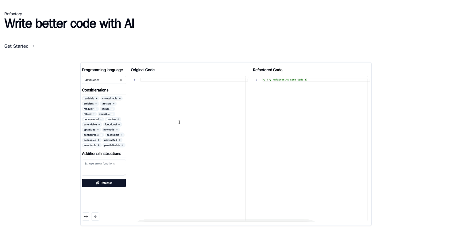 Refactory screenshot