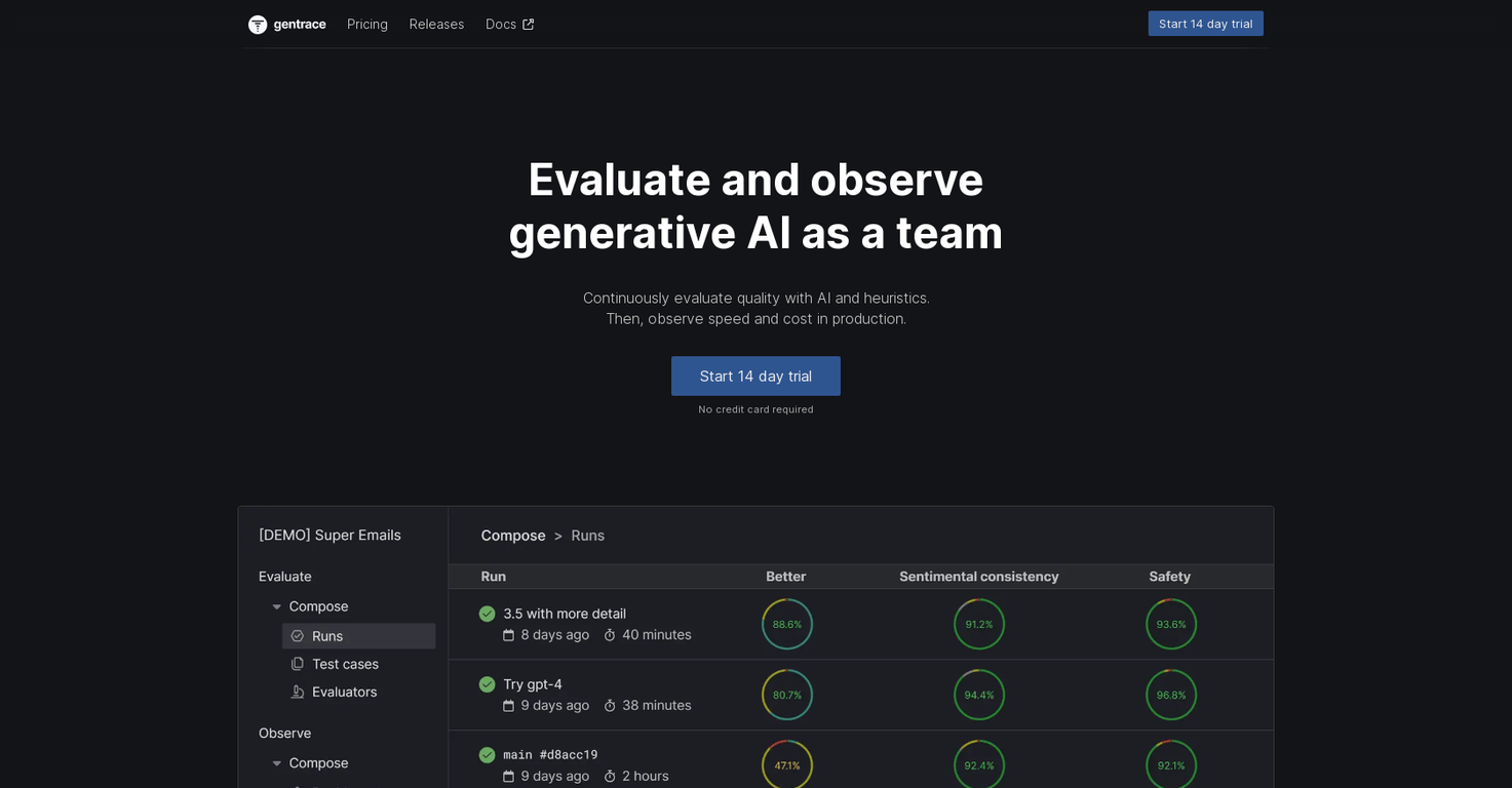 Gentrace screenshot