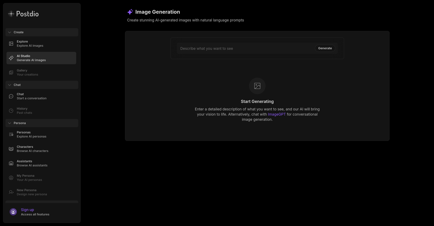 Postdio Image Generation screenshot