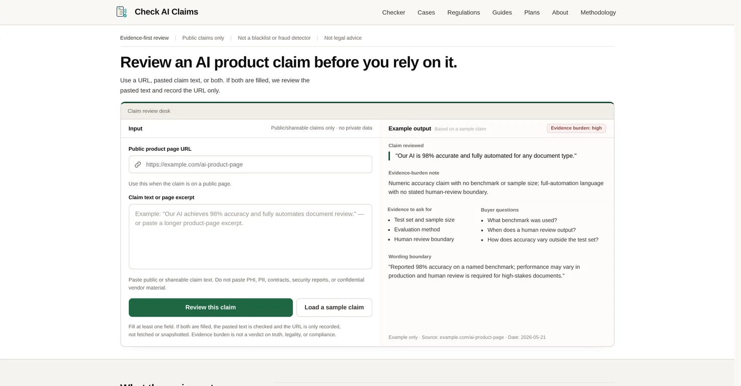 Check AI Claims screenshot
