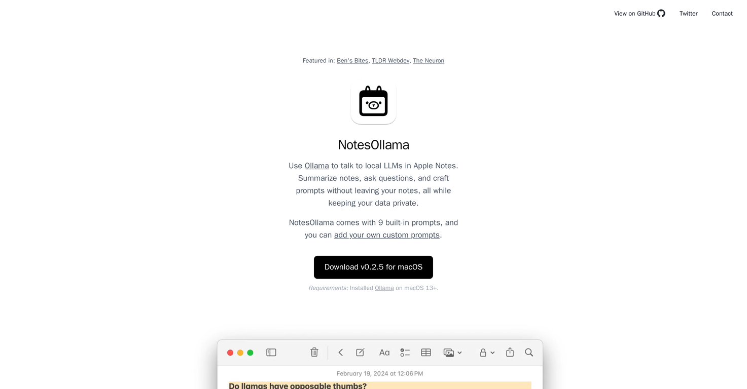 NotesOllama screenshot