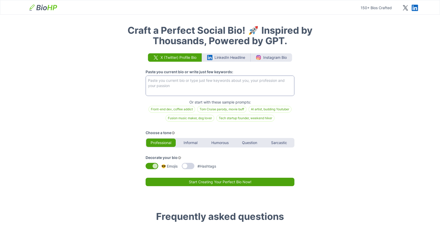 HighPerformer Social Bio screenshot
