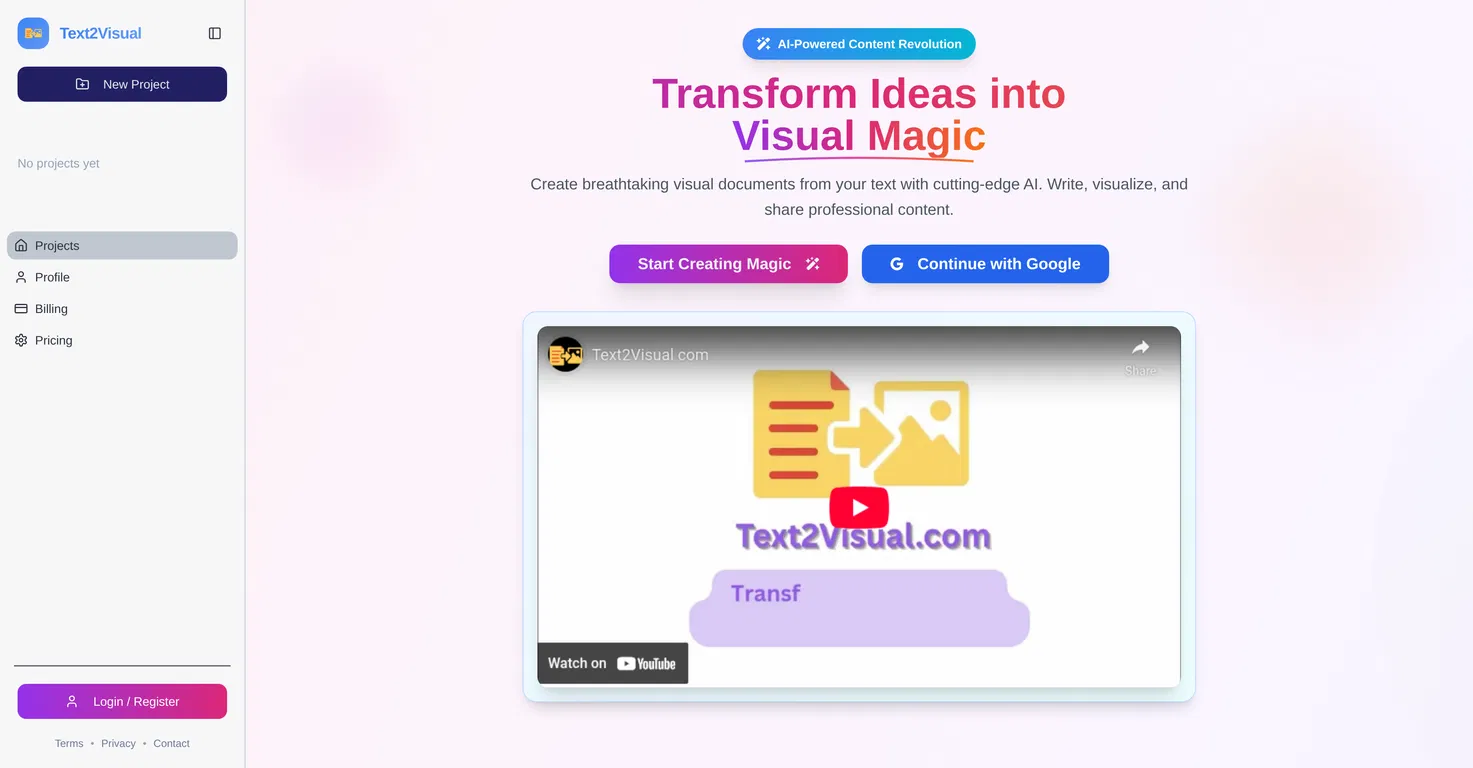 Text2Visual.com screenshot