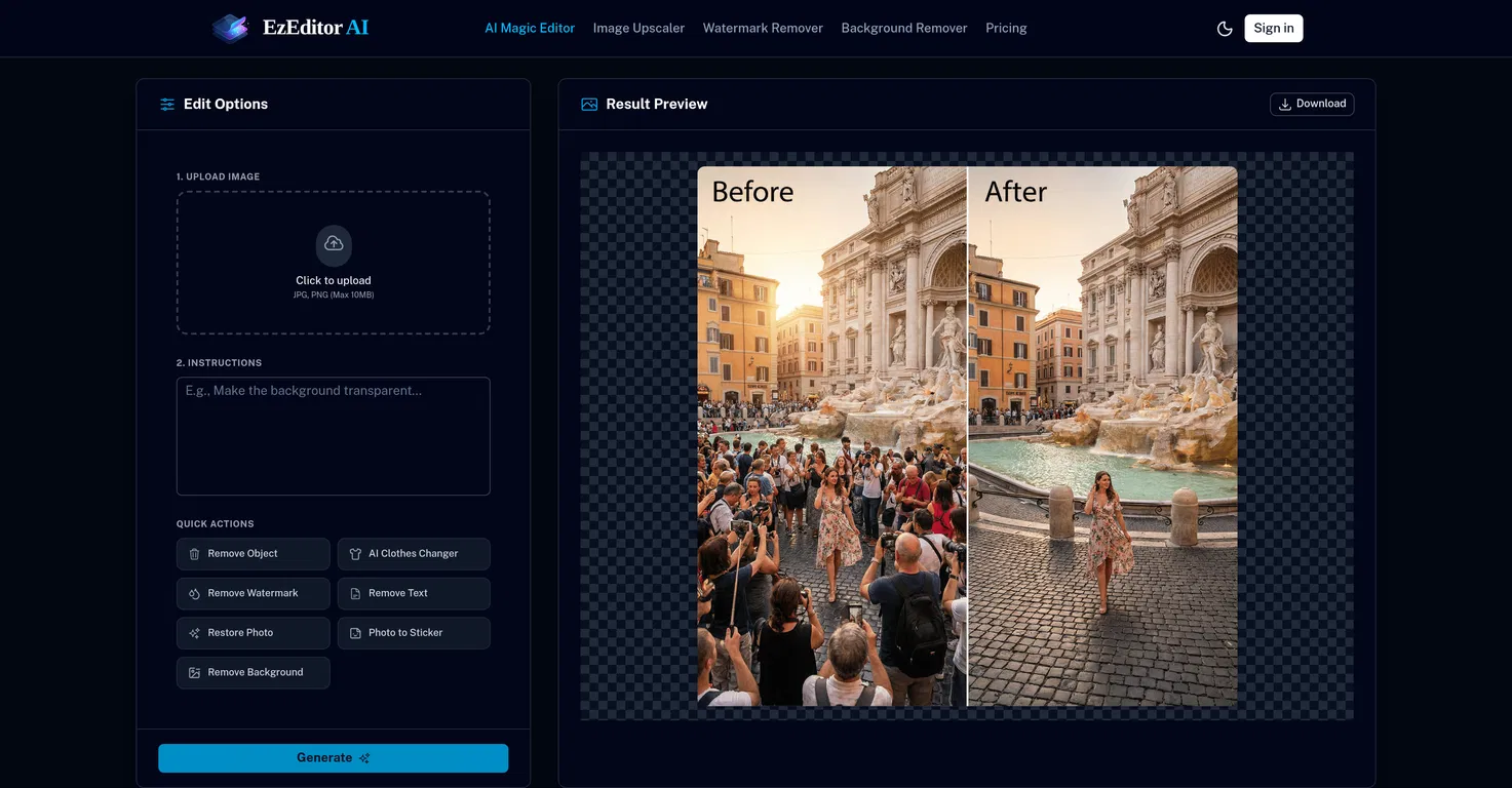 EzEditor AI Magic Editor screenshot