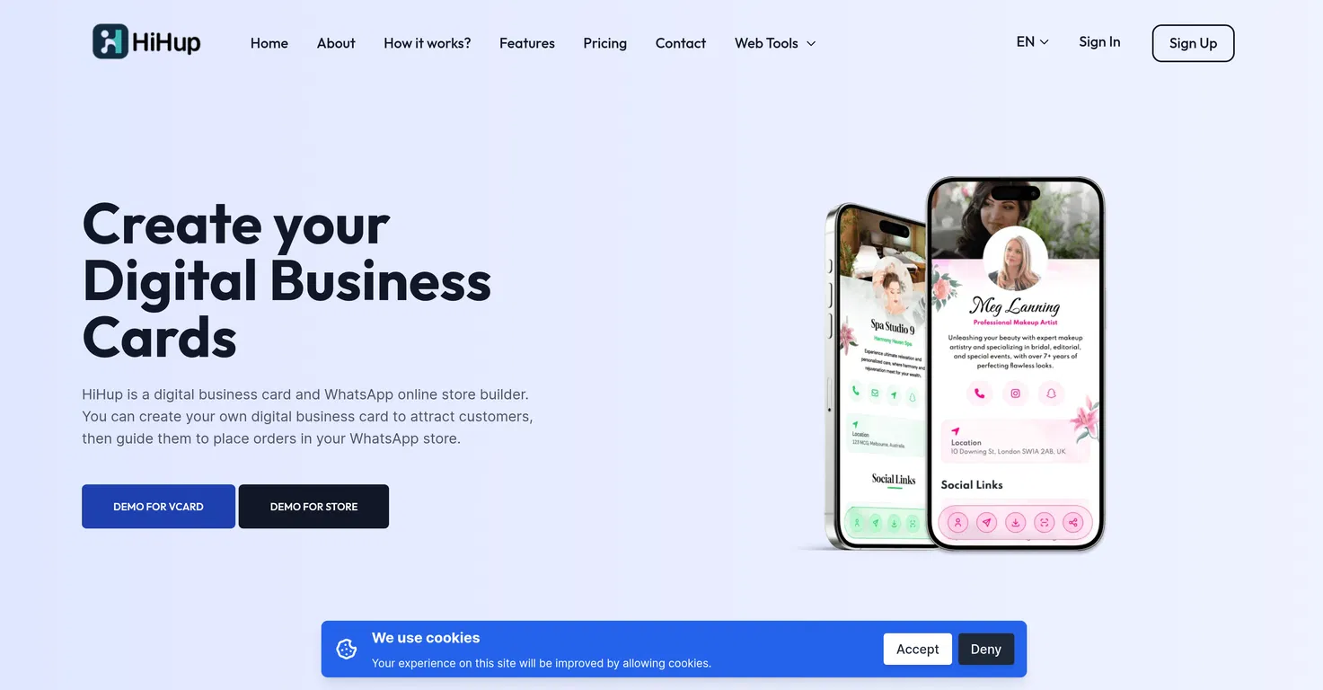 HiHup - Create your Digital Business Cards screenshot