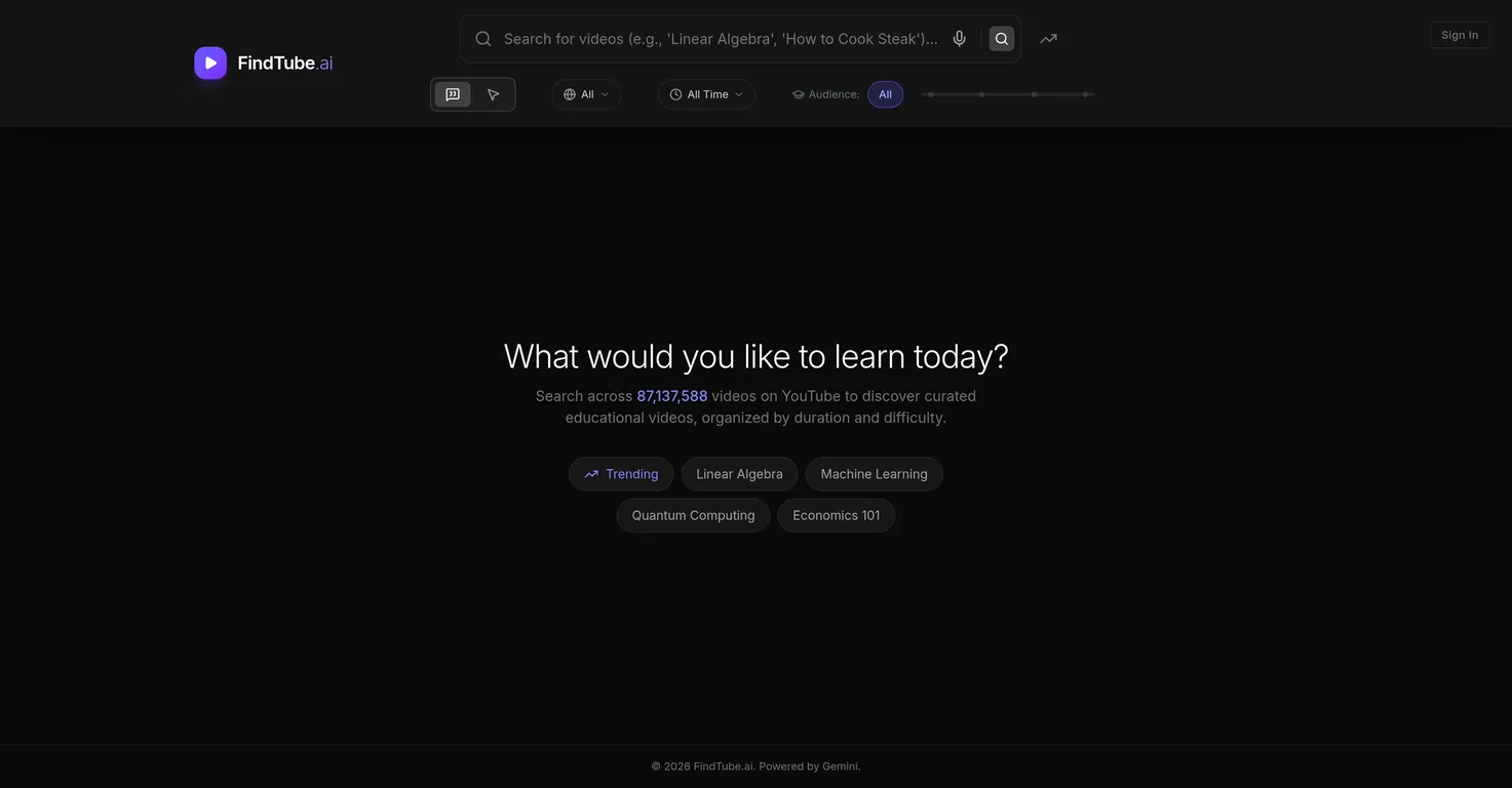 FindTube.ai screenshot