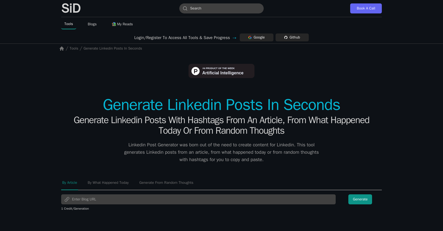 Linkedin Posts Generator screenshot