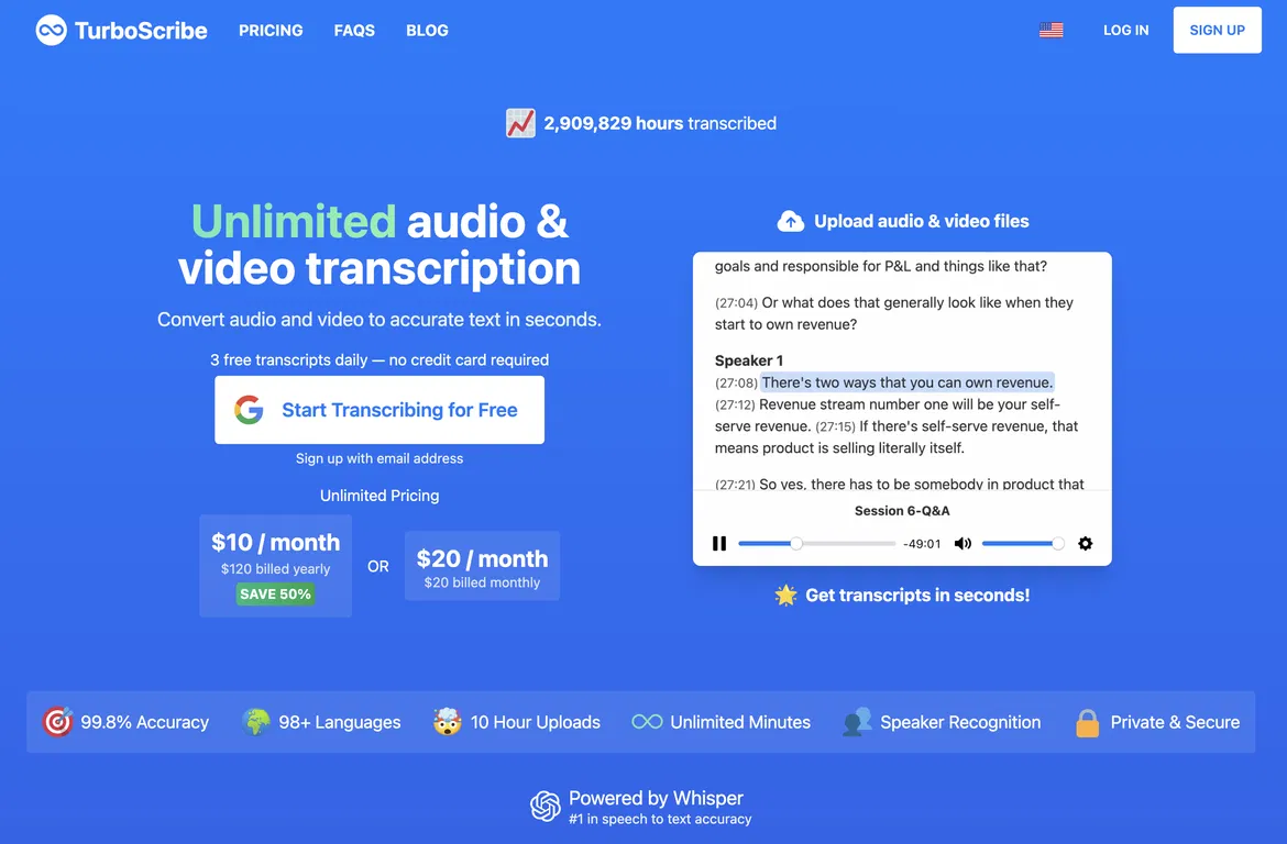 TurboScribe screenshot