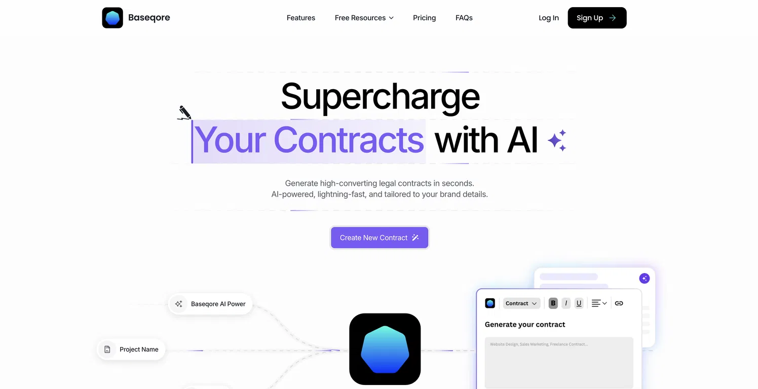 Baseqore AI Contract Generator screenshot
