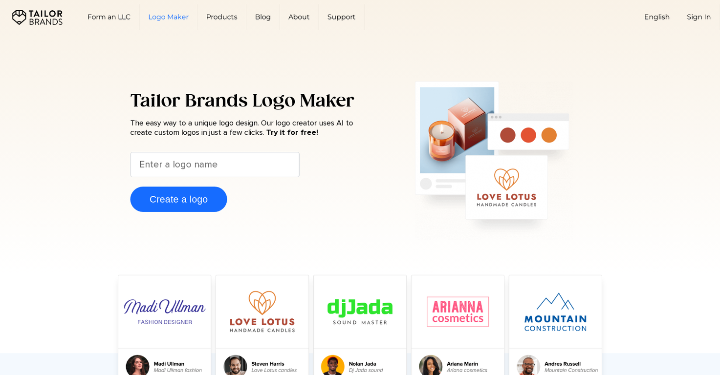Tailor Brands screenshot