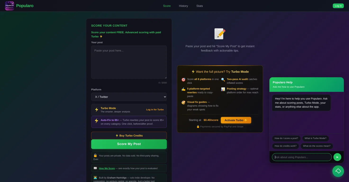 Popularo screenshot