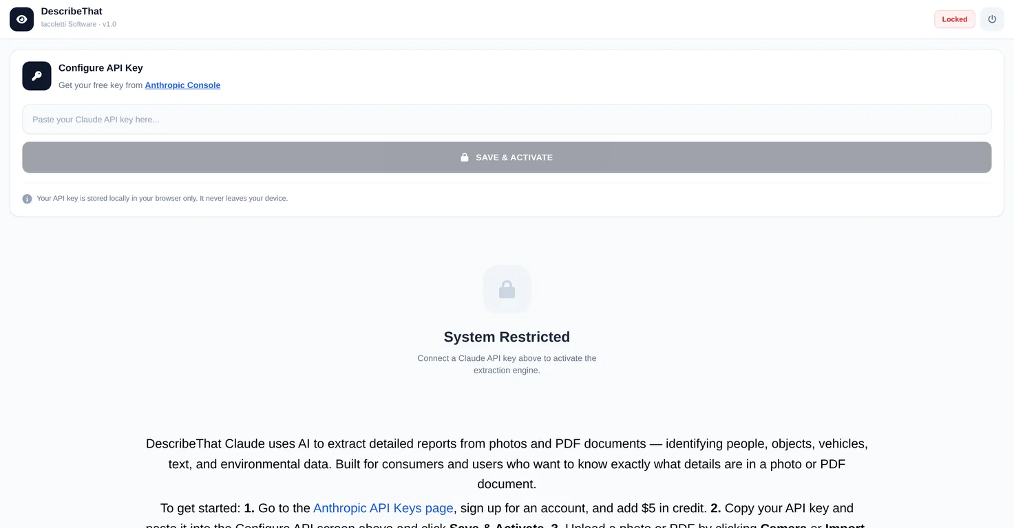 DescribeThat screenshot