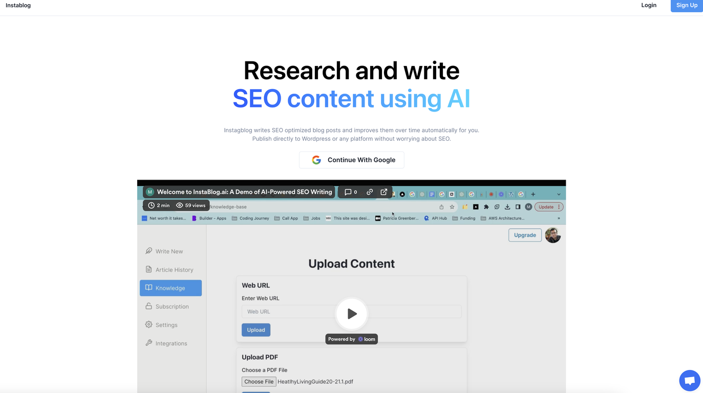 instaBlog screenshot