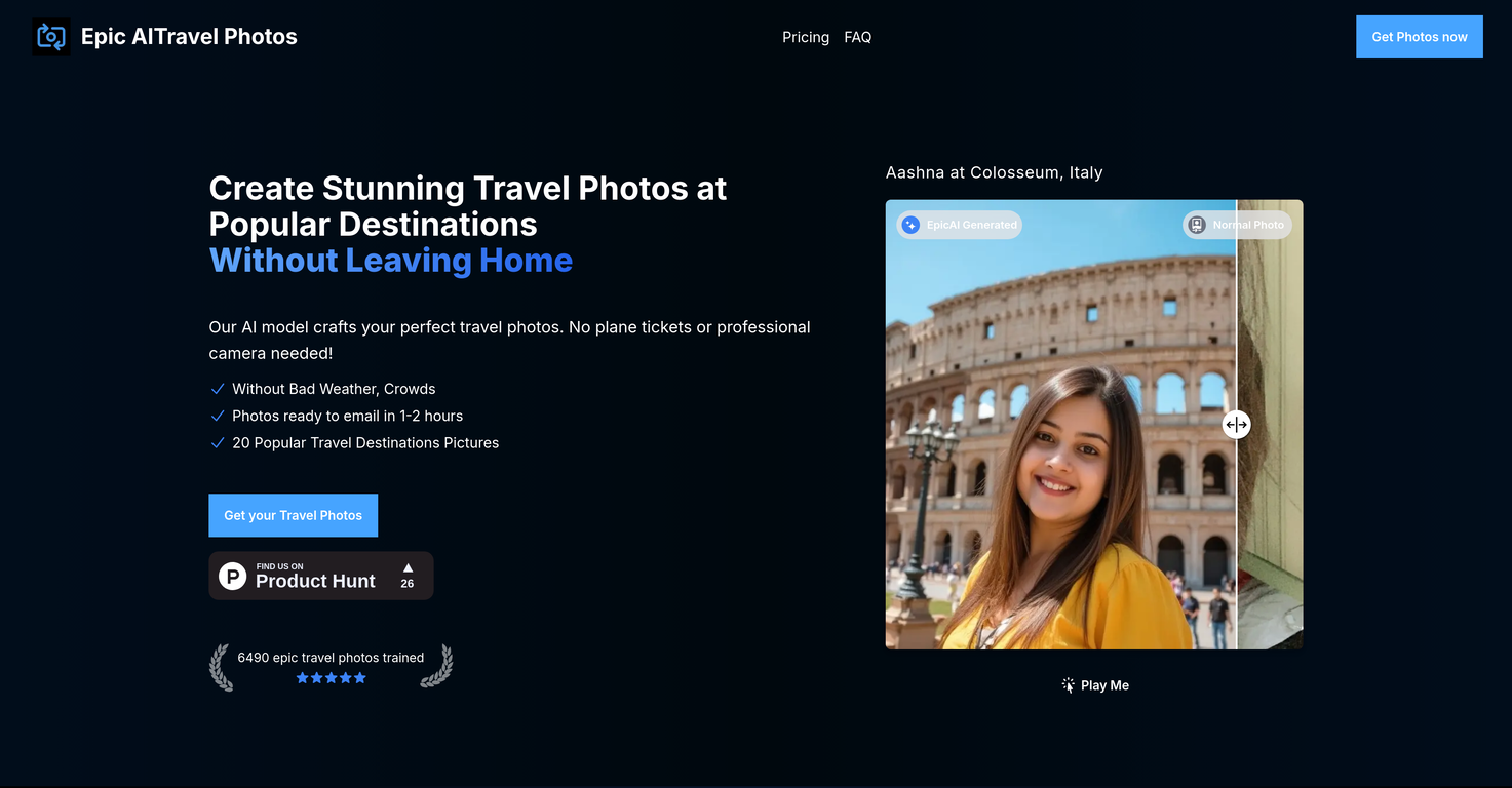 Epic AI Travel Photos screenshot