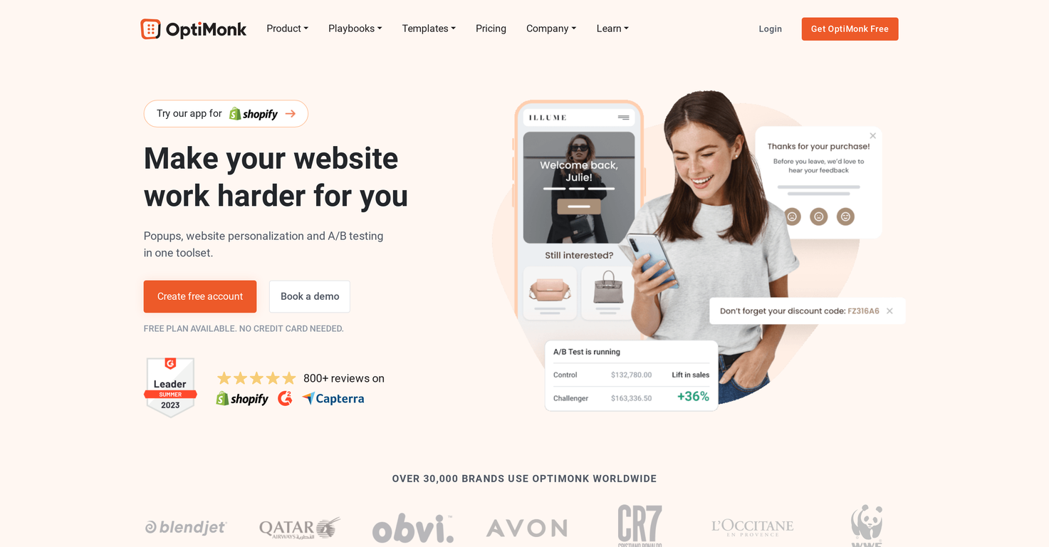 OptiMonk screenshot