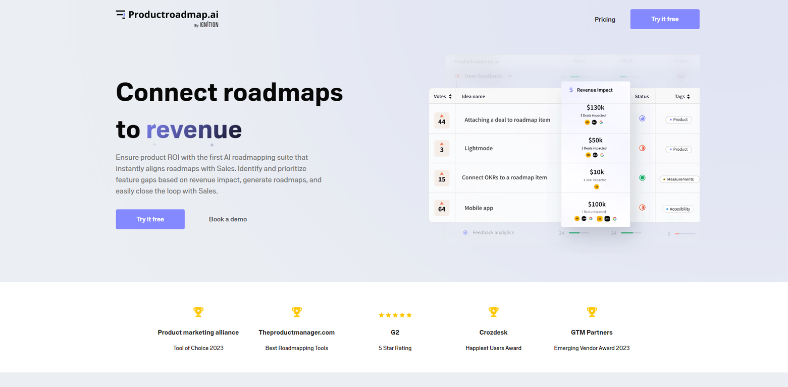 Productroadmap screenshot
