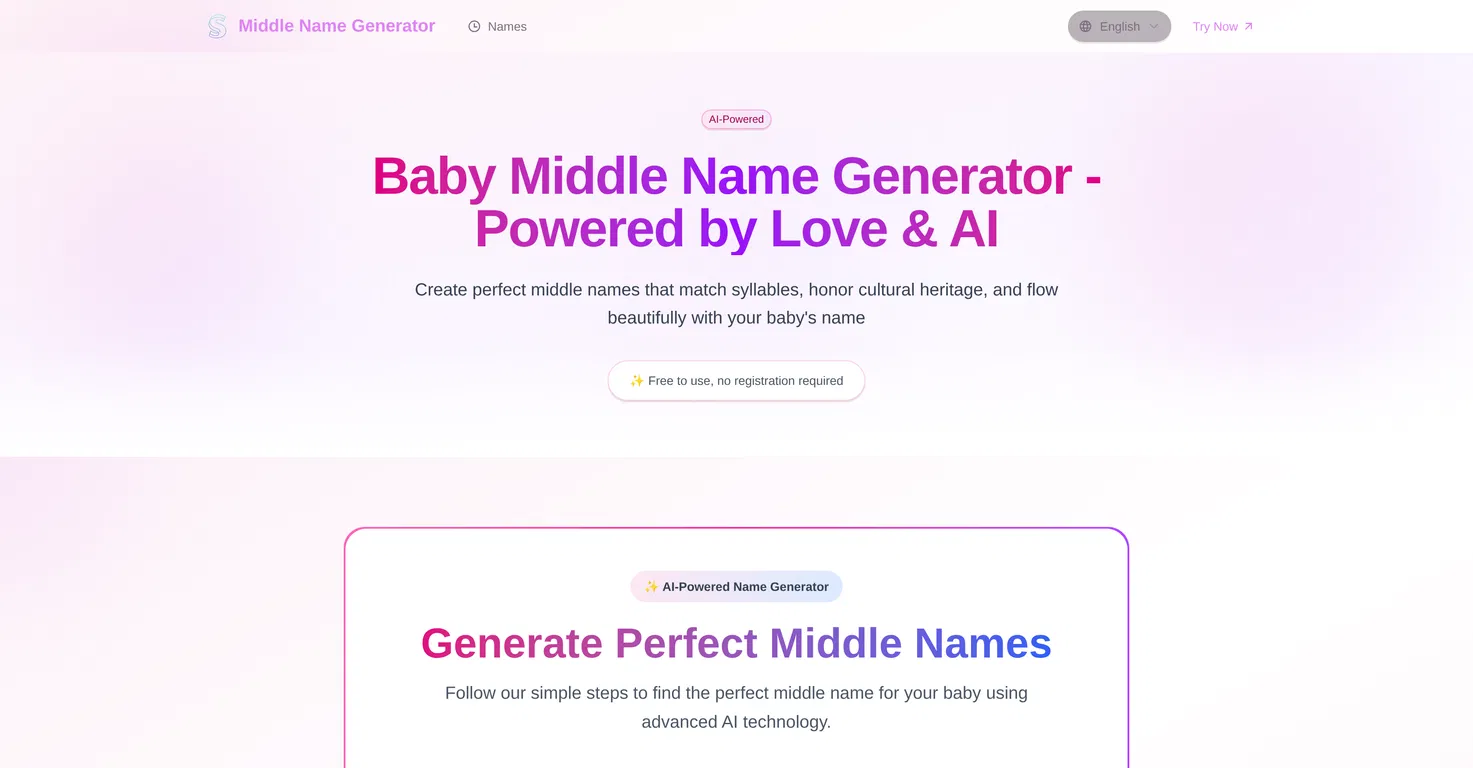 Middle Name Generator.net screenshot