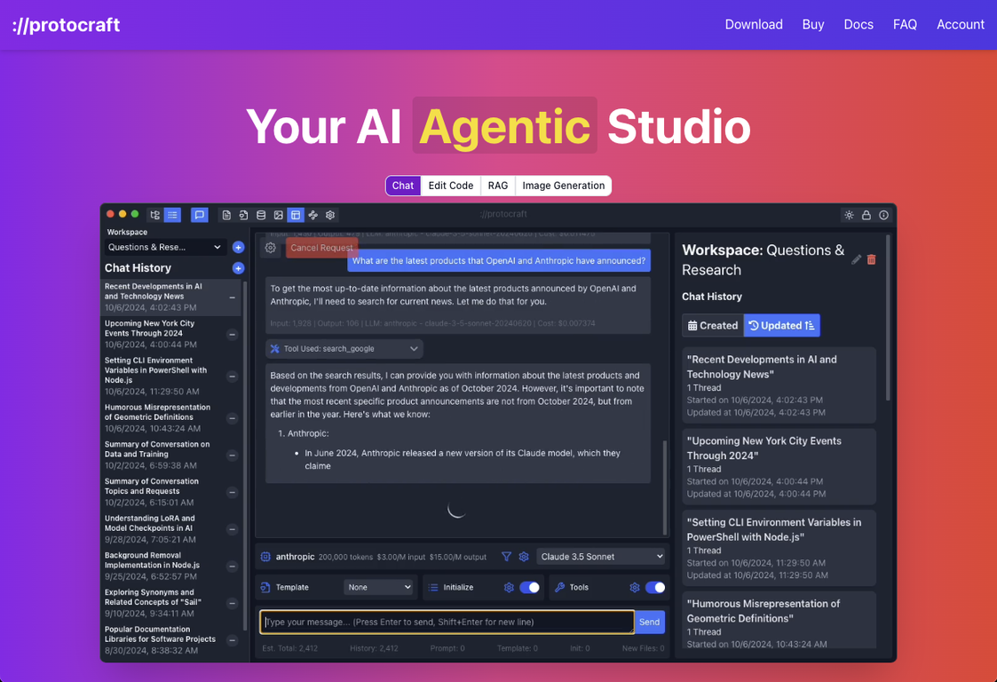 Protocraft AI screenshot