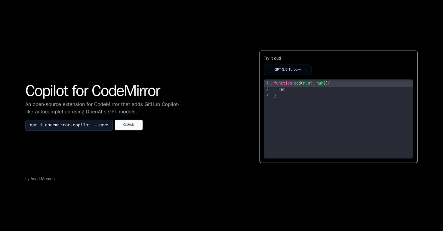 Copilot for CodeMirror screenshot