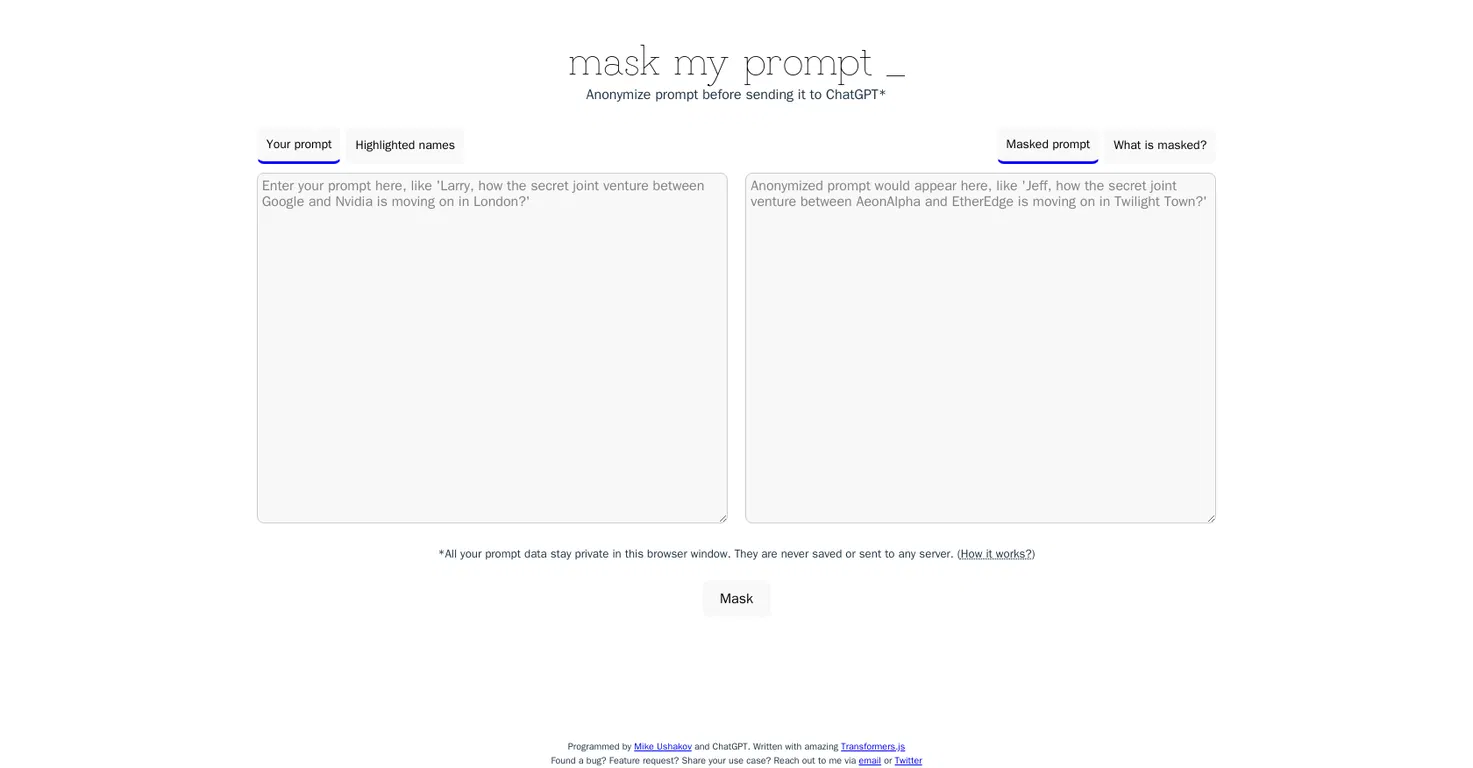 Maskmyprompt screenshot