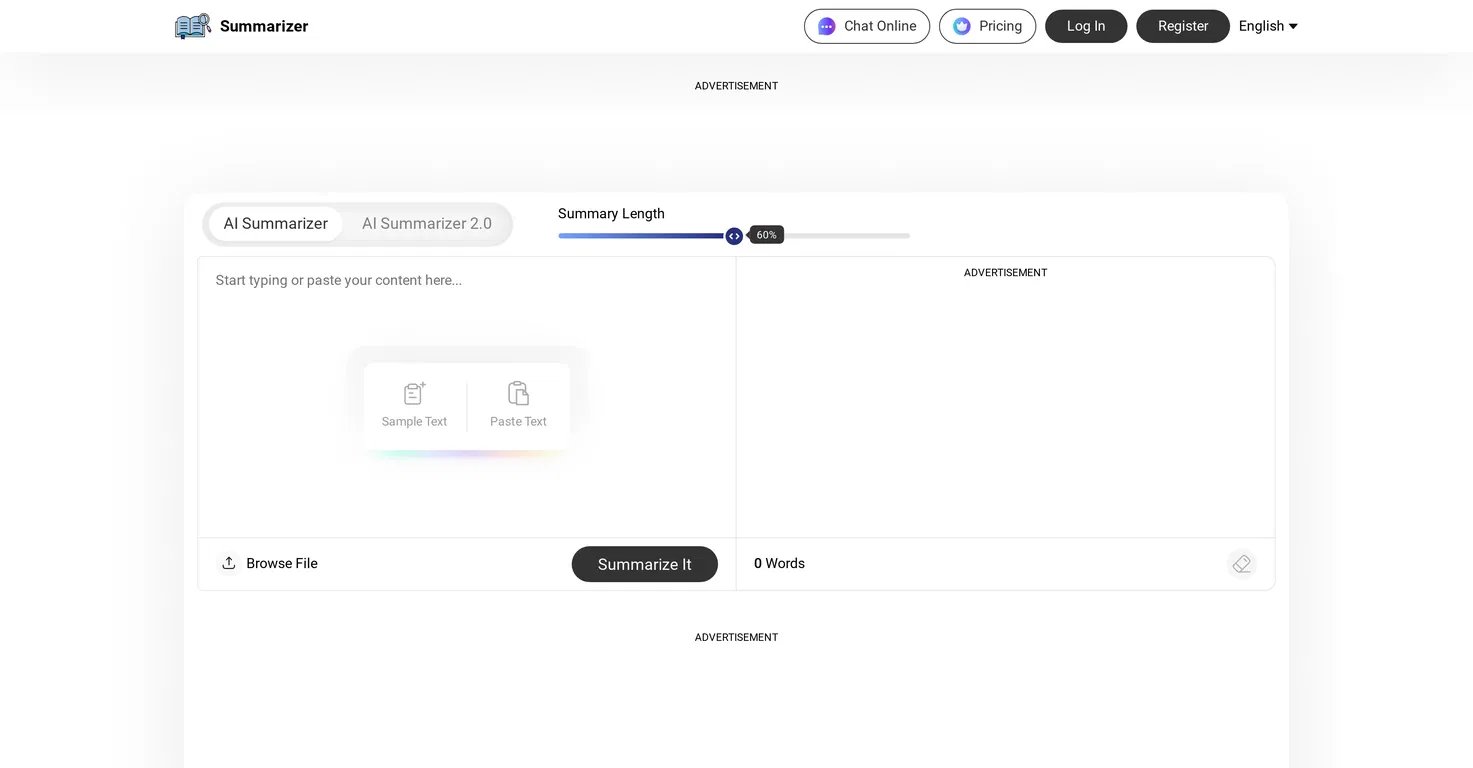 Summarizer.org screenshot