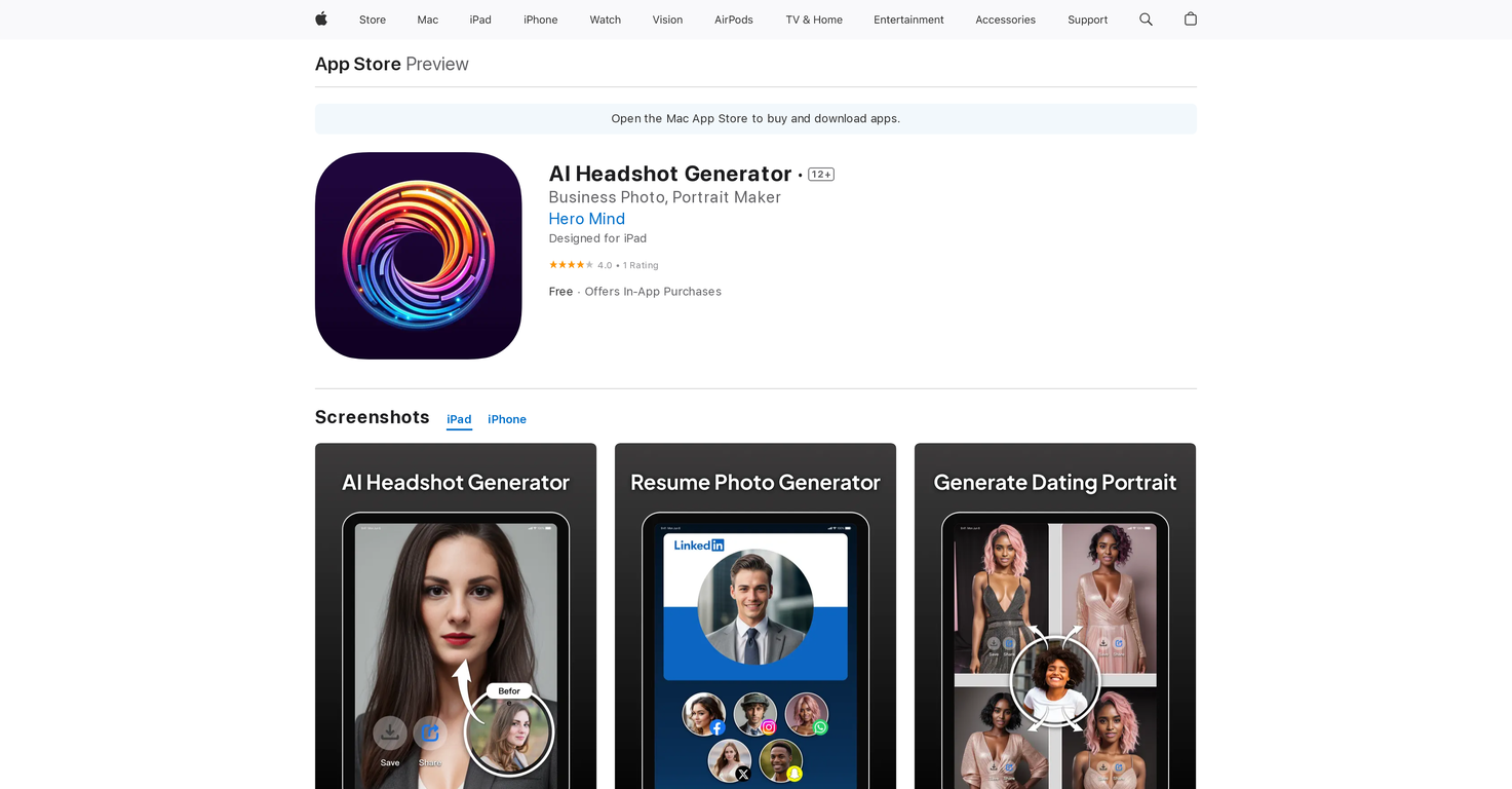 AI Headshot Generator App screenshot