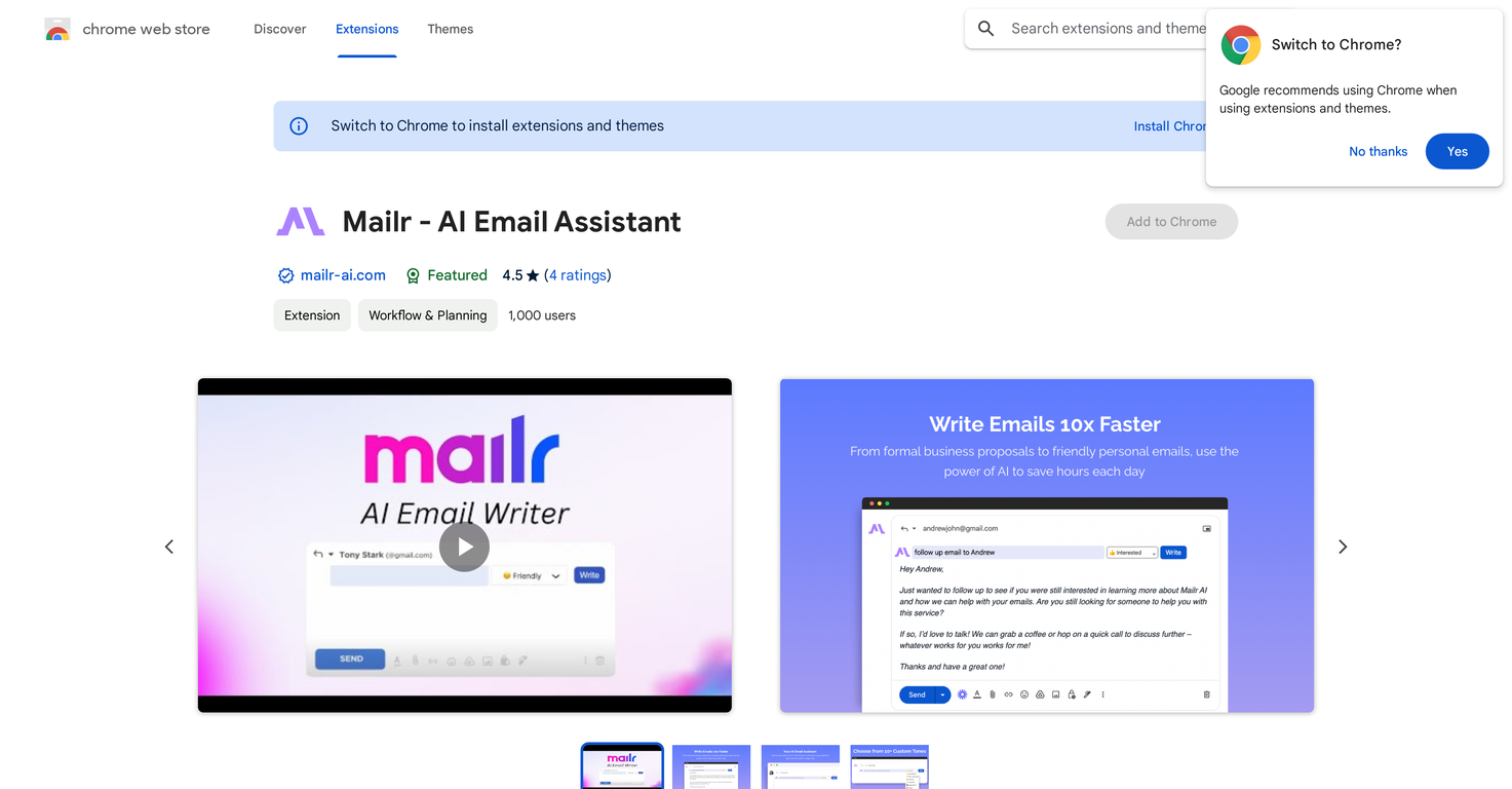 Mailr screenshot