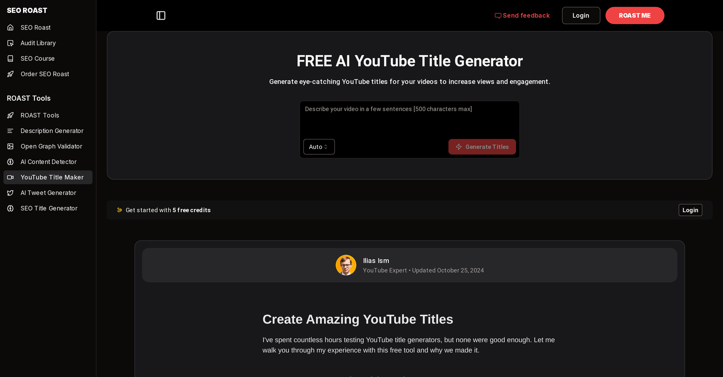 FREE AI YouTube Title Generator screenshot