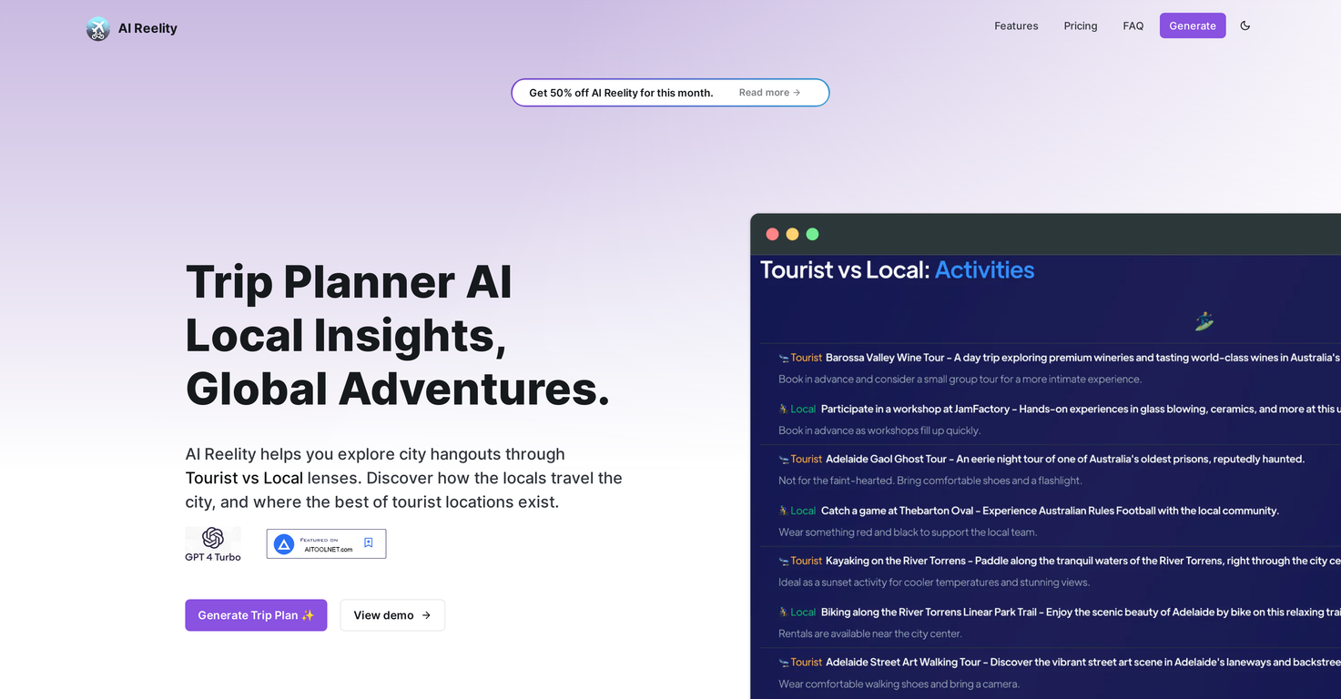 AI Reelity Trip Planner screenshot