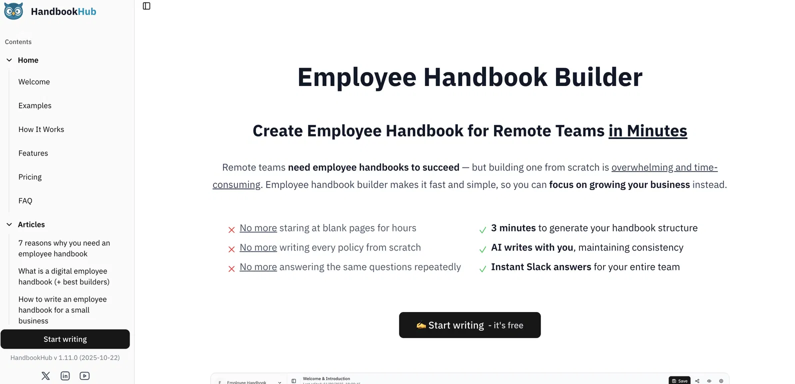 HandbookHub AI screenshot