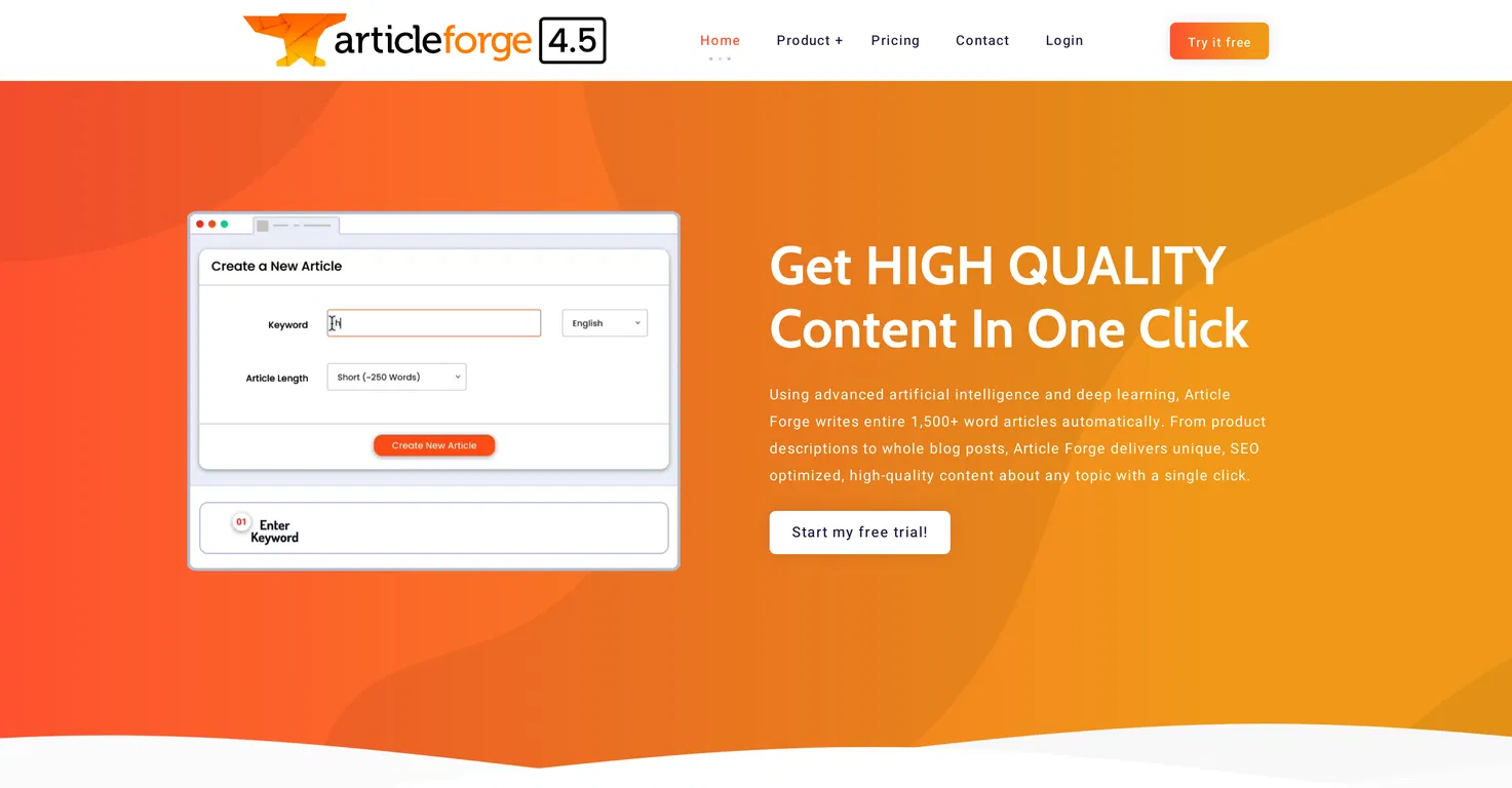 Article Forge screenshot