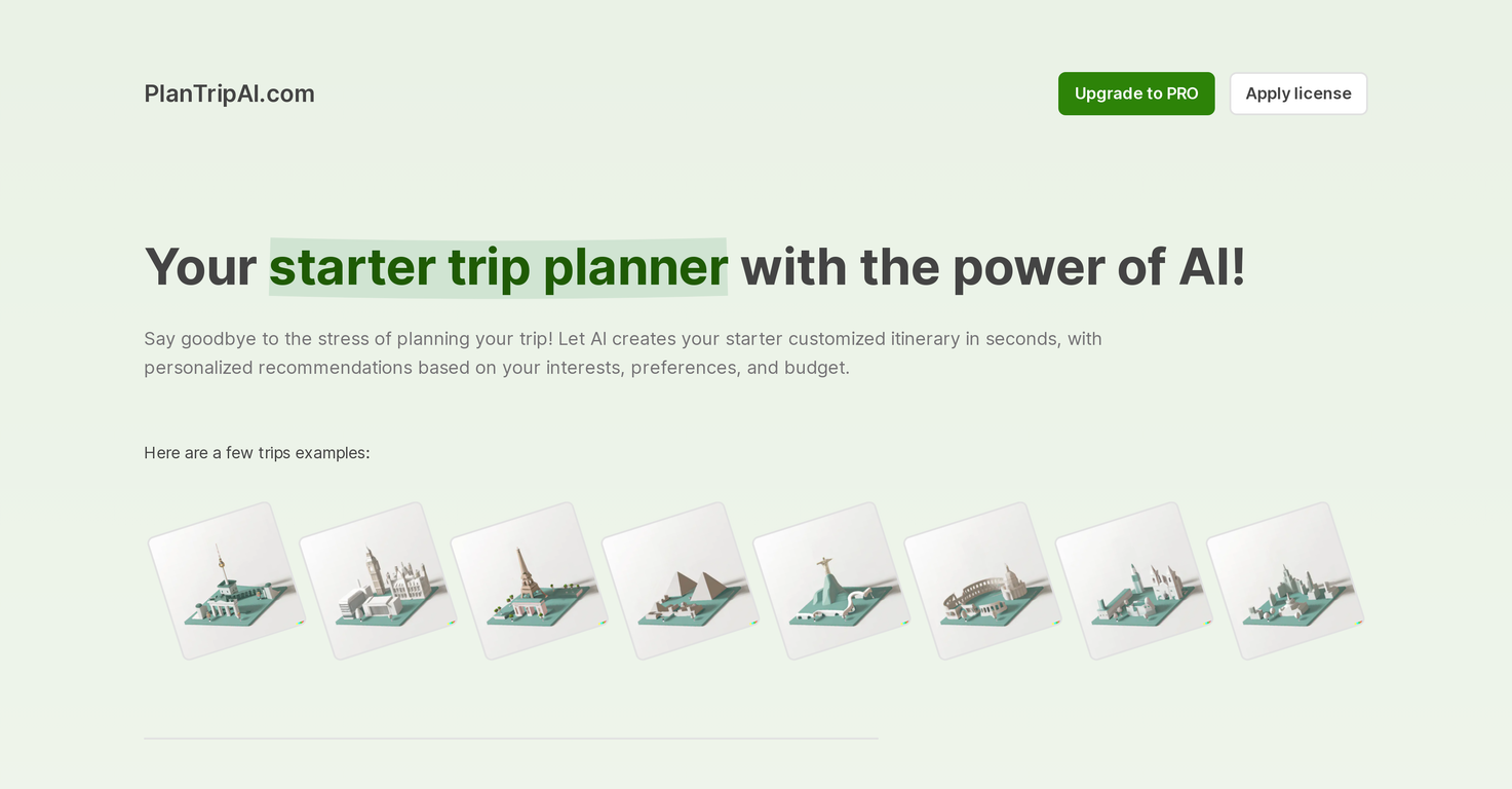 PlanTripAI screenshot