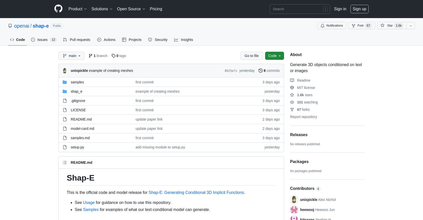 Shap-e screenshot