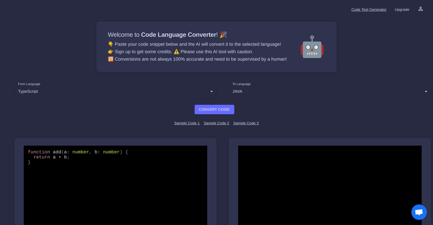 Code Language Converter screenshot