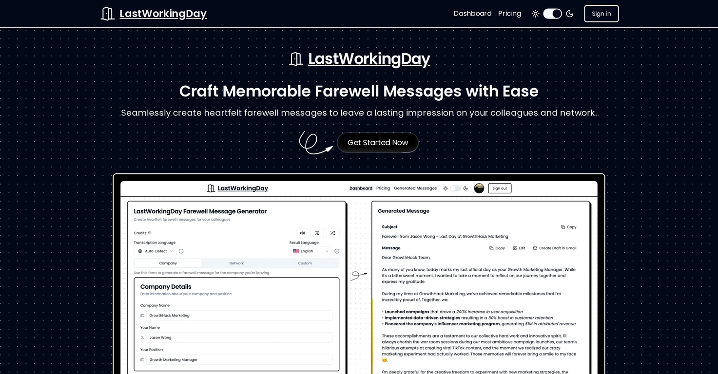 LastWorkingDay screenshot