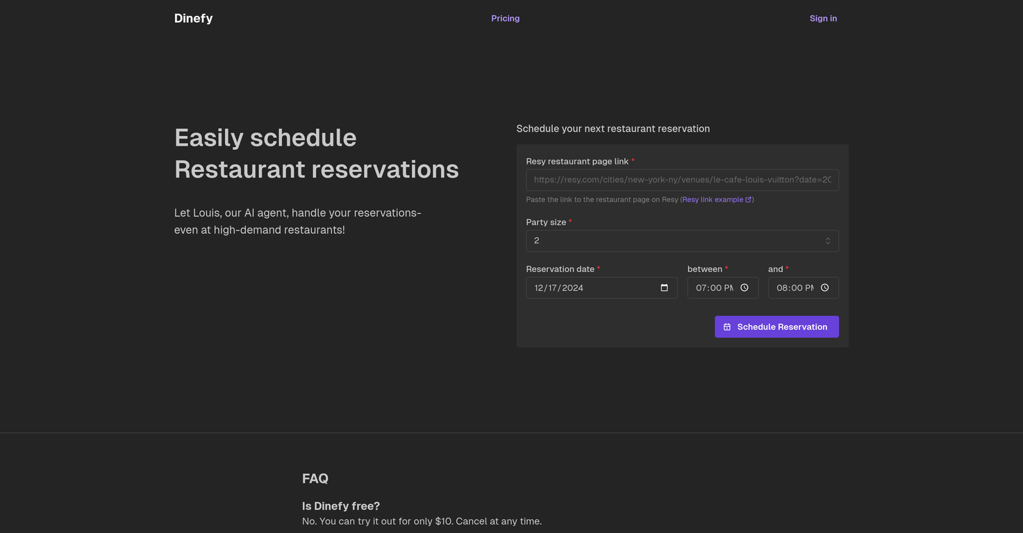 Dinefy screenshot