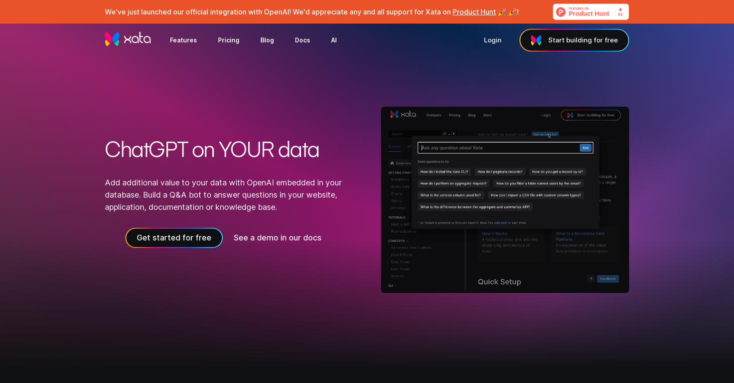 Xata screenshot