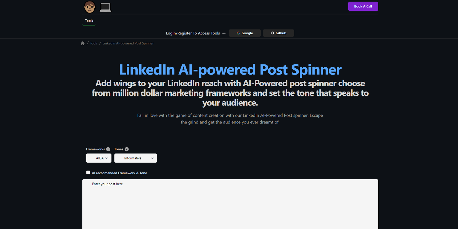 Linkedin Post Spinner screenshot