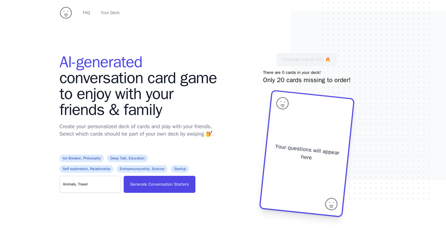 Langame card game screenshot