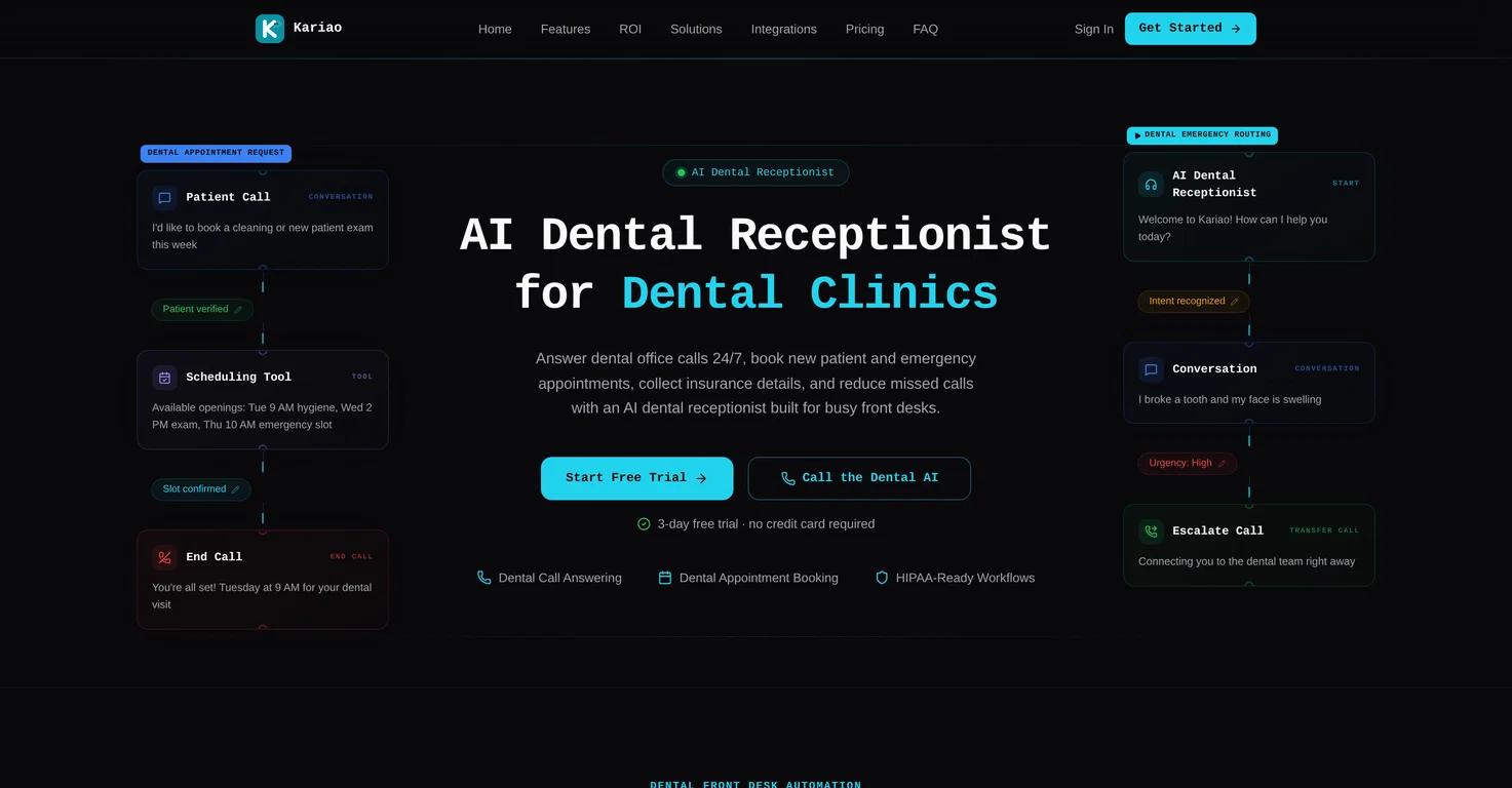 Kariao - AI Dental Receptionist for Dental Offices screenshot
